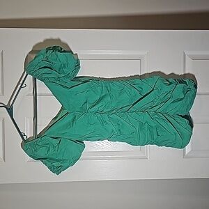 HYFVE Green Ruched Puff Sleeve 100% Cotton Bubble Mini Dress Size S